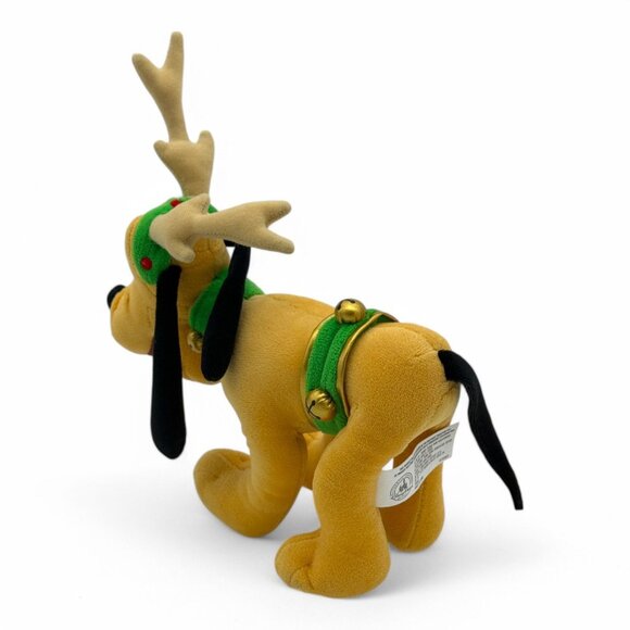 Disney Pluto Reindeer Plush Christmas Holiday Antlers & Bells 8" Collectible - Picture 4 of 12